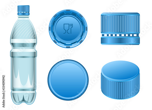 Plastic cork vector realistic set icon. Vector illustration bottle of cap on white background. Isolated realistic set icon plastic cork .