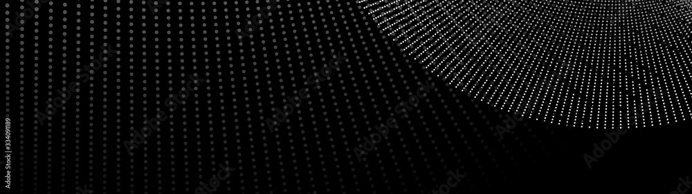 Abstract dynamic particles. Twisted gradient dots on black background. Futuristic illustration. Abstract dynamic particles. Twisted gradient dots on black background. Futuristic illustration.