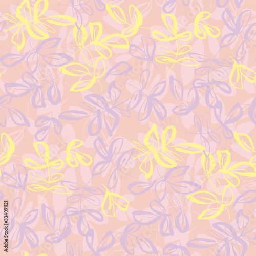 Abstract leaves sketch seam...