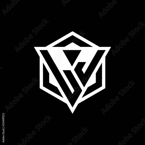 LJ logo monogram with triangle and hexagon shape combination