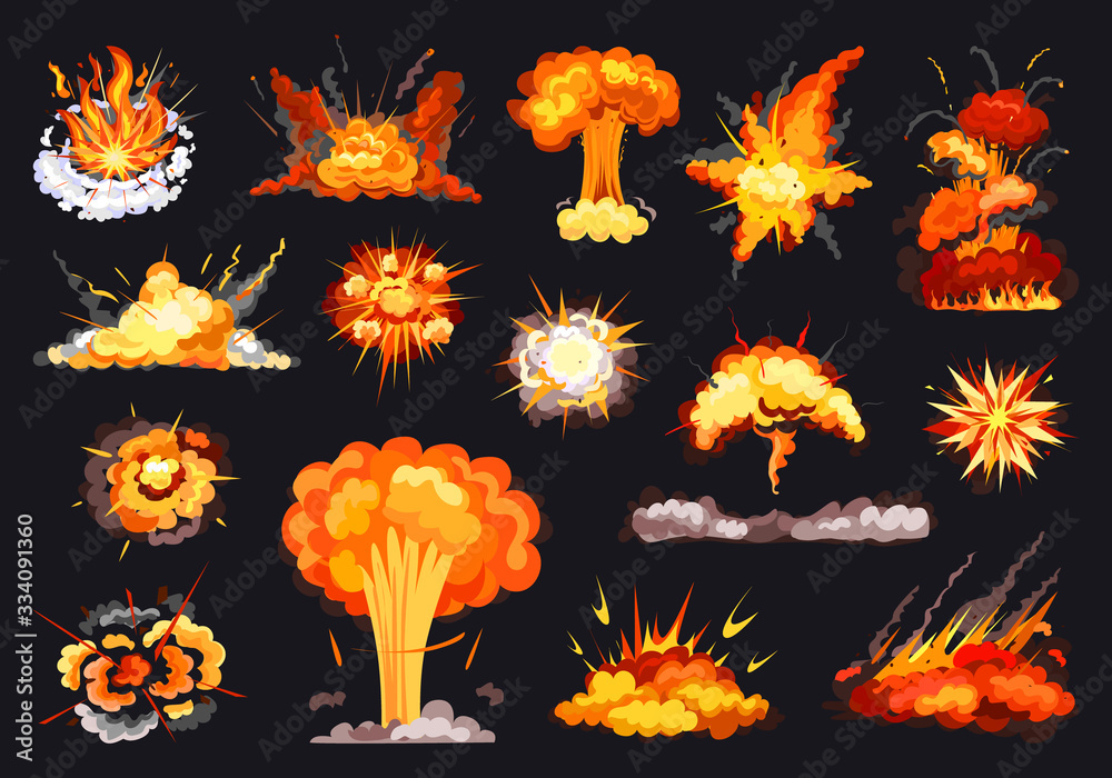 Explosion vector cartoon set icon. Vector illustration exploded on white background. Isolated cartoon set icon explosion .