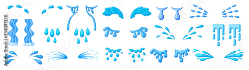 Tear cartoon vector set icon. Isolated cartoon set icon droplet of cry. Vector illustration tear on white background.