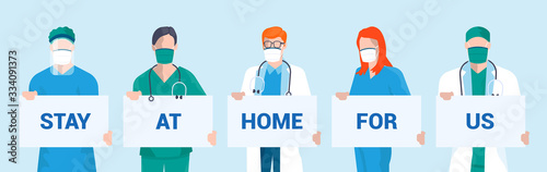 Flat Modern design Illustration of Stay at Home campaign