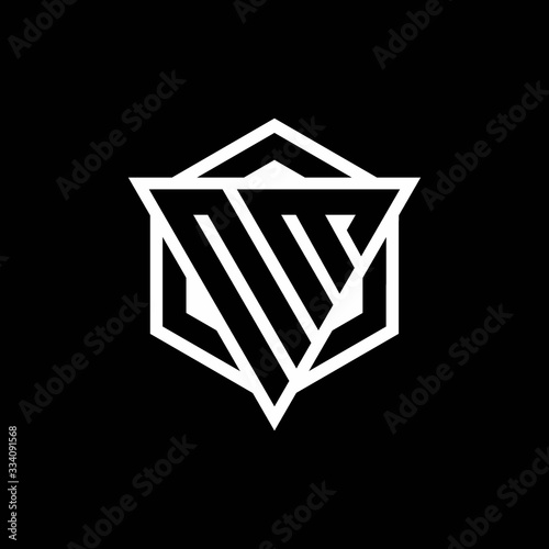 NM logo monogram with triangle and hexagon shape combination