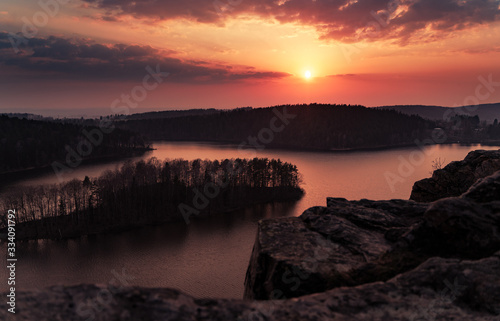 Sunset over the dam -Seč, Czech republic