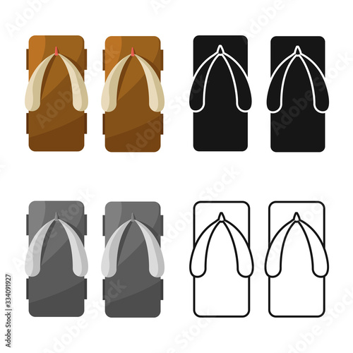 Vector illustration of flip and flop logo. Collection of flip and wooden vector icon for stock.