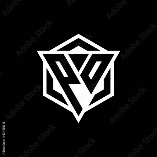 PO logo monogram with triangle and hexagon shape combination