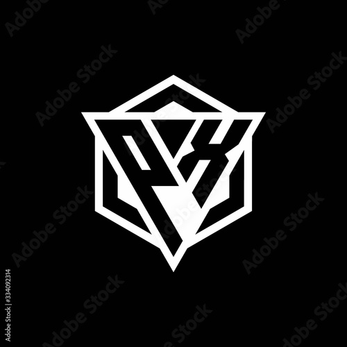 PX logo monogram with triangle and hexagon shape combination