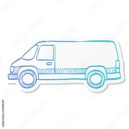 Sticker style icon - Van car
