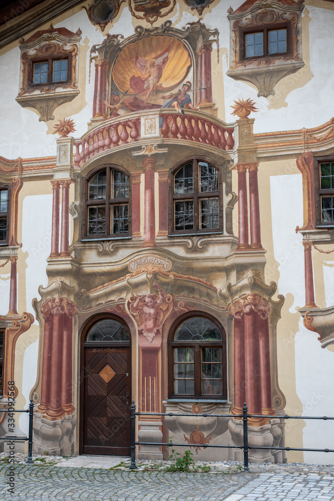 Fresco Paintings of an old House in Downtown Oberammergau, Bavaria/Germany