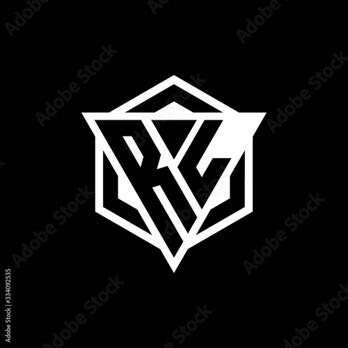 RL logo monogram with triangle and hexagon shape combination