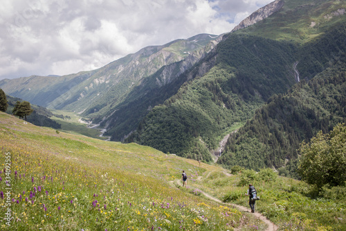 Hikers in the Svaneti region of Gerogia