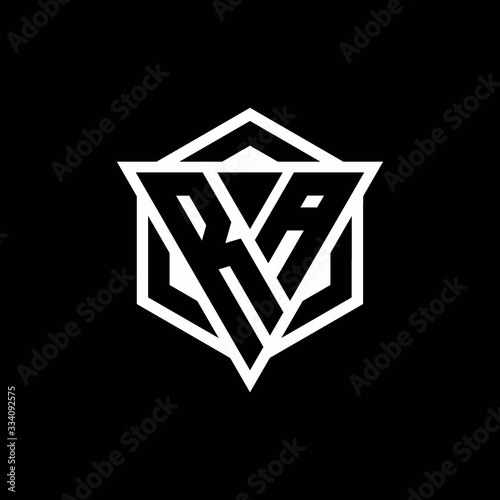 RA logo monogram with triangle and hexagon shape combination