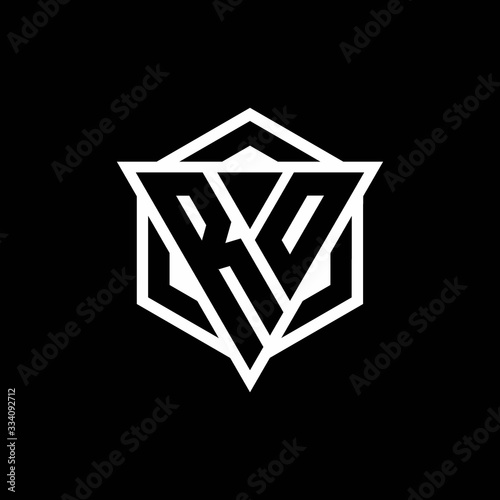 RO logo monogram with triangle and hexagon shape combination