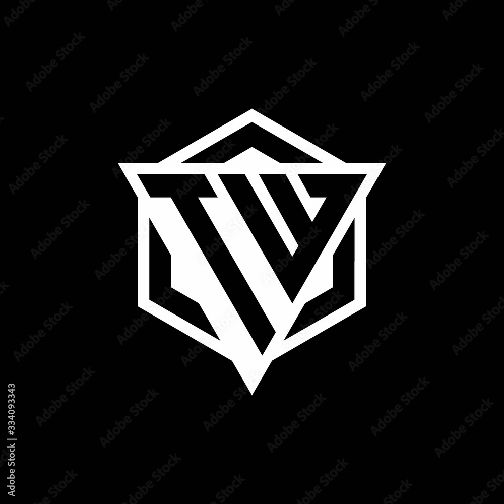 TW logo monogram with triangle and hexagon shape combination TW logo monogram with triangle and hexagon shape combination