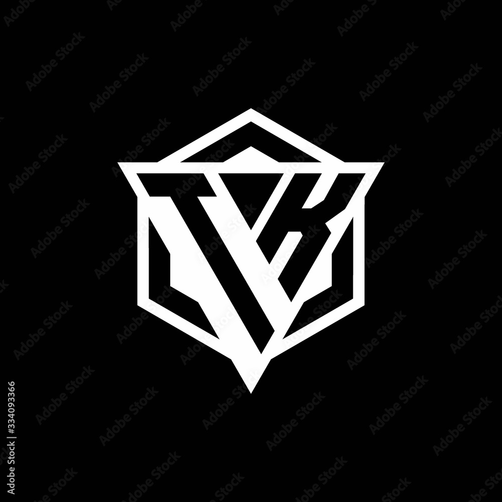 TK logo monogram with triangle and hexagon shape combination