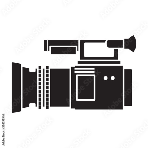 Video camera vector icon.Black vector icon isolated on white background video camera.