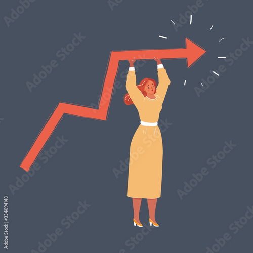 llustration of growth chart line with supporting woman