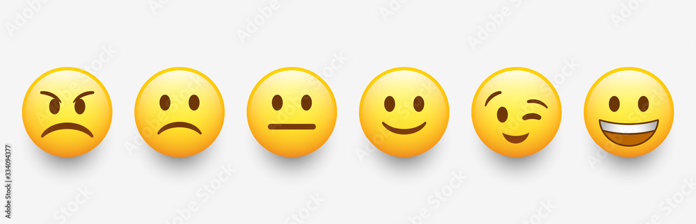 New modern emoticons set with different reactions for social network. 3D Vector illustration EPS10	