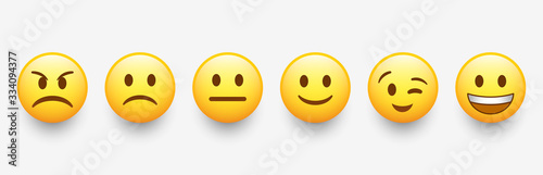 New modern emoticons set with different reactions for social network. 3D Vector illustration EPS10	 photo
