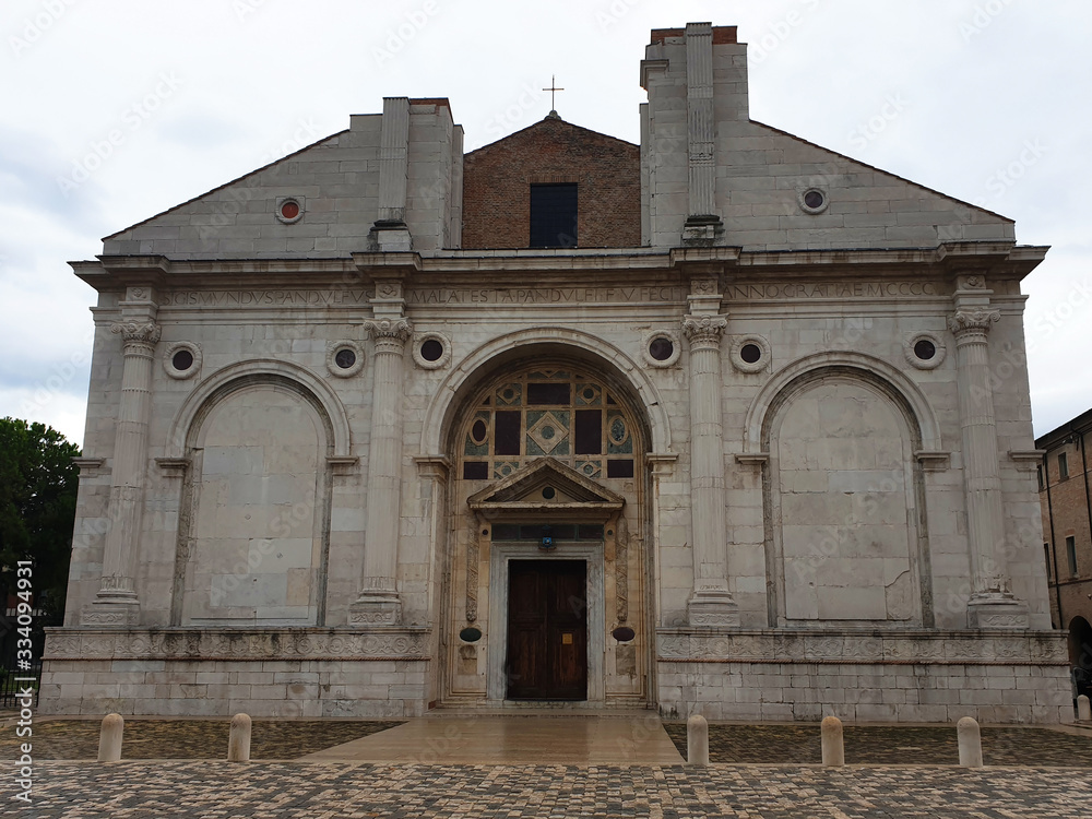 Temple Malatesta in the center of Rimini. Tourist attraction of the city of Rimini.