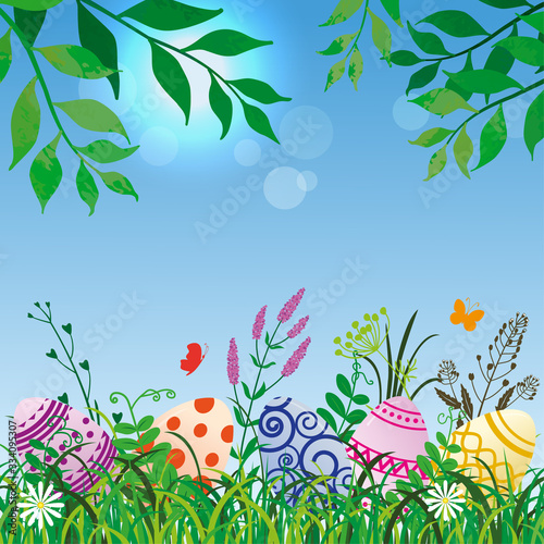 Colored Easter eggs in the ...