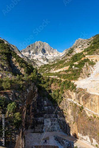 The famous quarries of white Carrara marble in the Apuan Alps, Tuscany, Italy, Europe