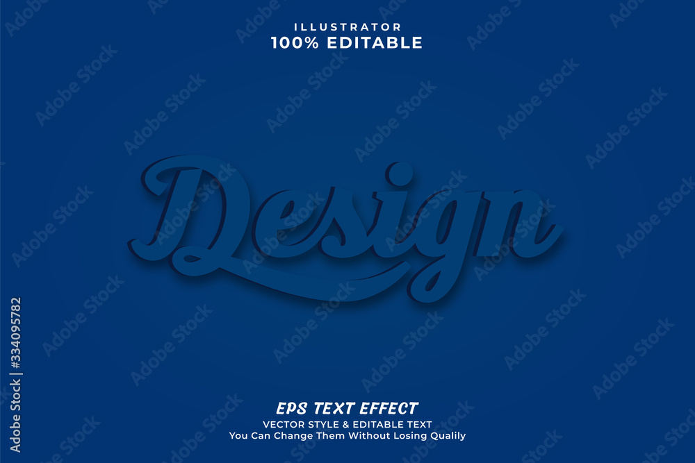 Blue color Text effect for typography