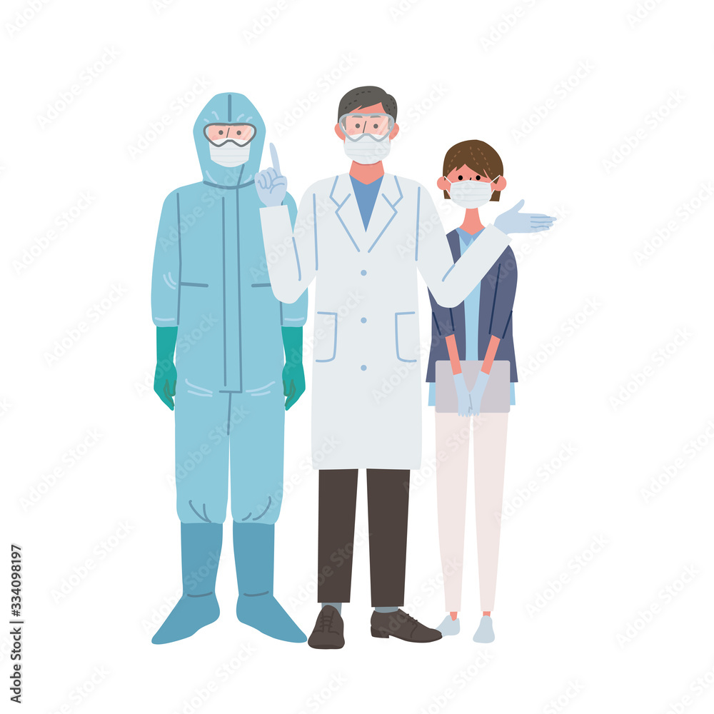マスクをつける 医者 看護師 防護服 コロナウイルス イラスト セット Stock Vector Adobe Stock