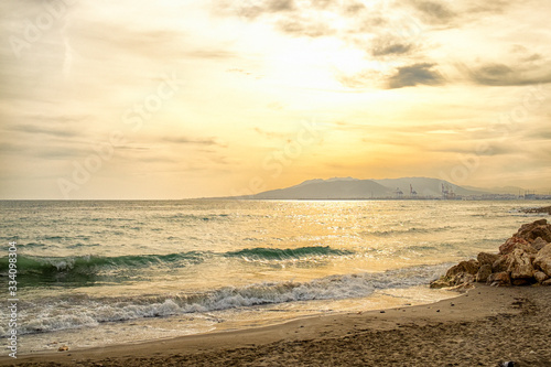 Fototapeta Naklejka Na Ścianę i Meble -  Sunset at Malaga beach