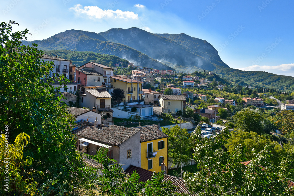 Panorama of Castelvetere sul Calore,  village in the province of Avellino, Italy