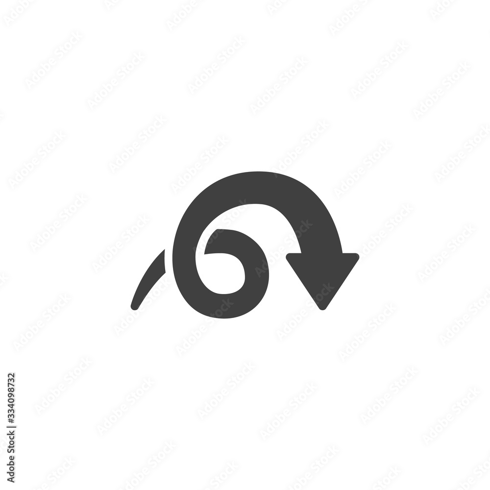 Spiral arrow vector icon. filled flat sign for mobile concept and web design. Curve arrow down glyph icon. Symbol, logo illustration. Vector graphics Spiral arrow vector icon. filled flat sign for mobile concept and web design. Curve arrow down glyph icon. Symbol, logo illustration. Vector graphics
