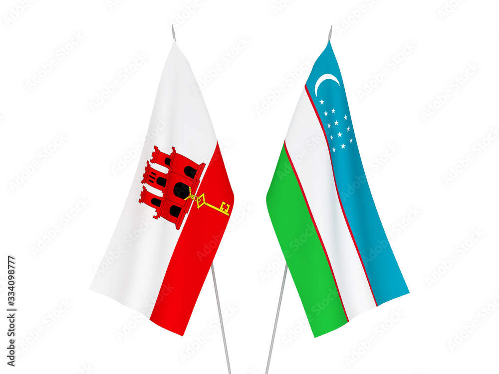 Gibraltar and Uzbekistan flags