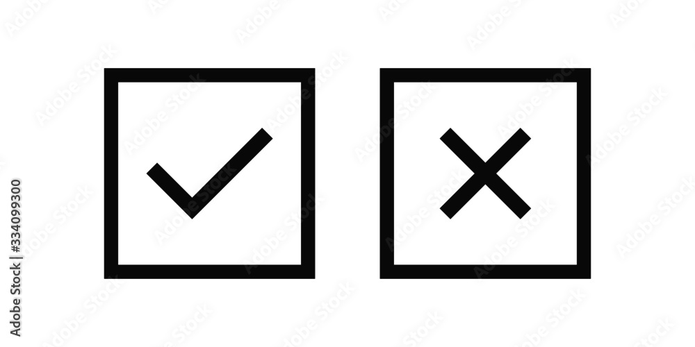set of check mark and cross vector icon set of check mark and cross vector icon