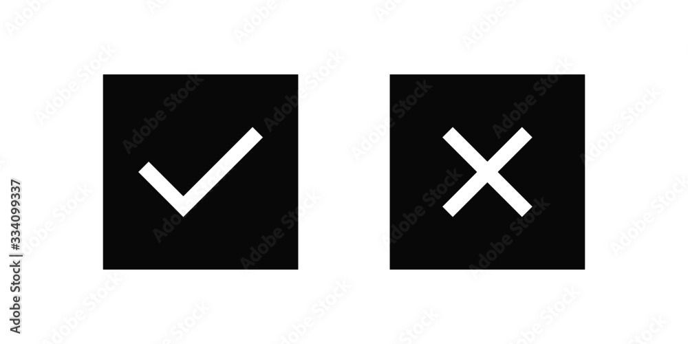 set of check mark and cross vector icon set of check mark and cross vector icon