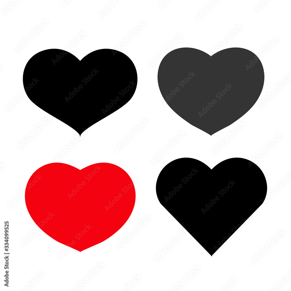 Collection of heart illustrations, Love symbol icon set, love symbol, White background Collection of heart illustrations, Love symbol icon set, love symbol, White background