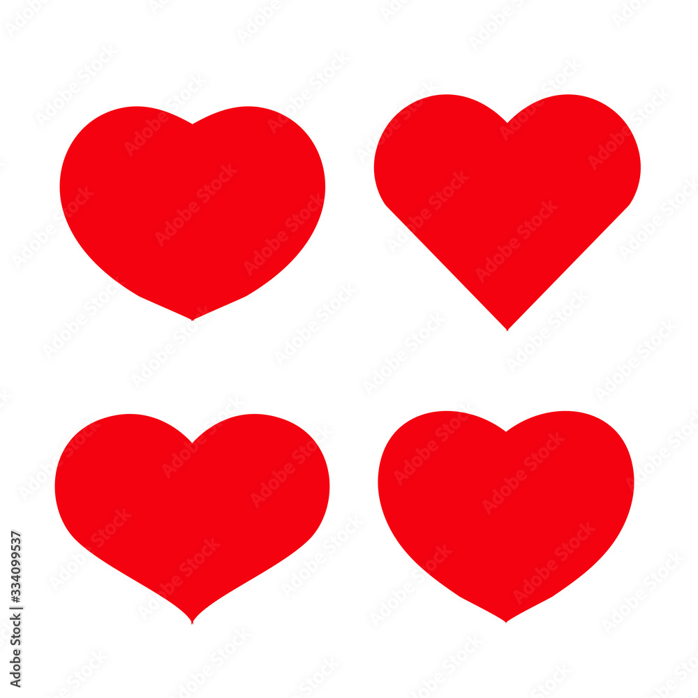 Collection of heart illustrations, Love symbol icon set, love symbol, White background Collection of heart illustrations, Love symbol icon set, love symbol, White background