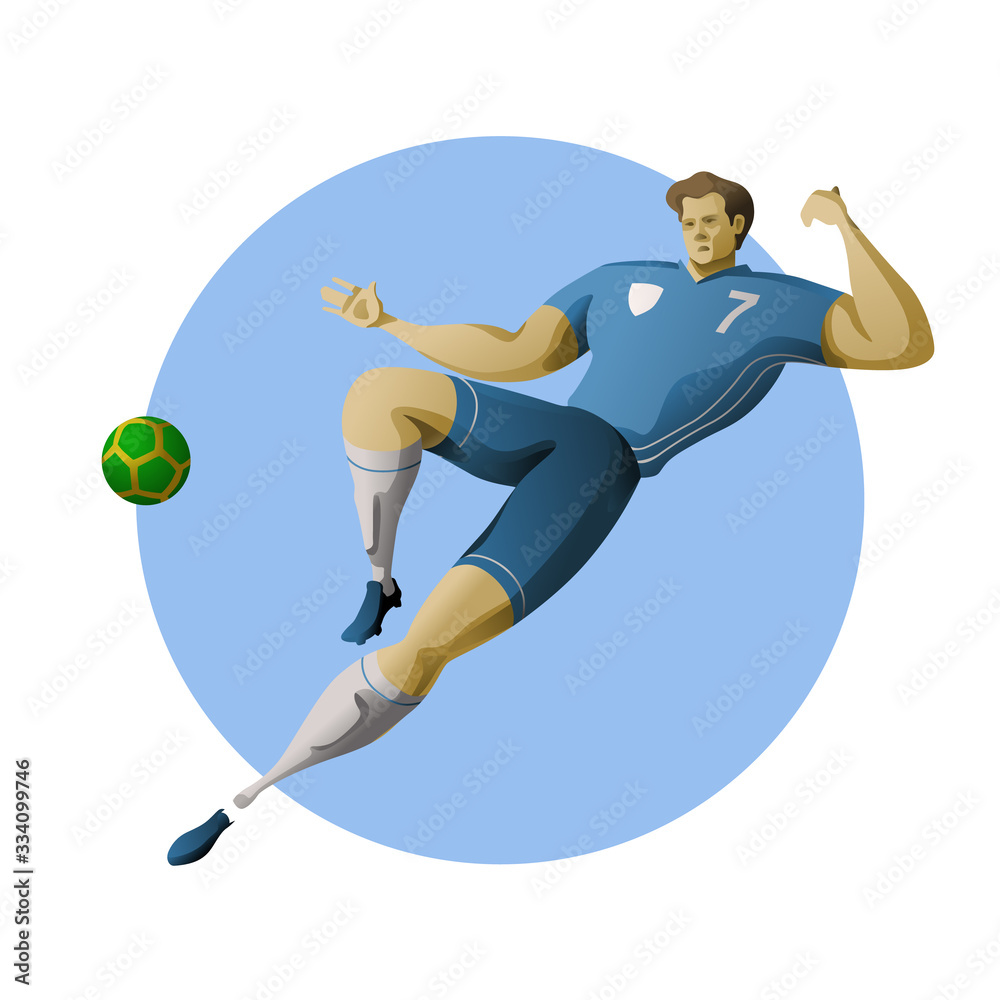 Football player kicking the ball in the air Football player kicking the ball in the air