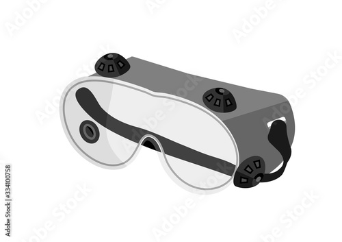 antivirus glasses set to eye safety protection for infection control one of PPE suit isolated on white background