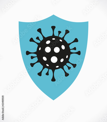 Shield Virus, Modern medical WEB BANER. Coronavirus background. Virus Cell Icon. Stop corona virus concepts.