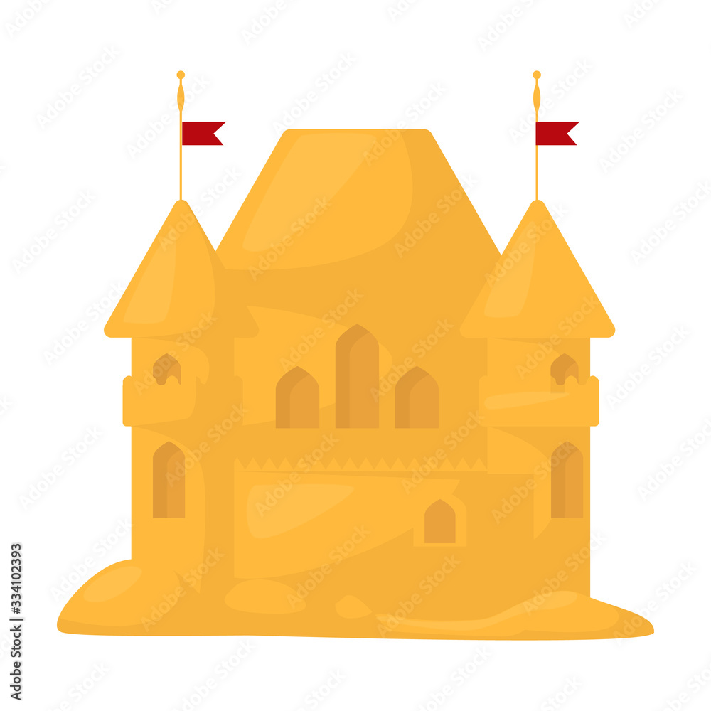 Sand castle vector icon.Cartoon vector icon isolated on white background sand castle.