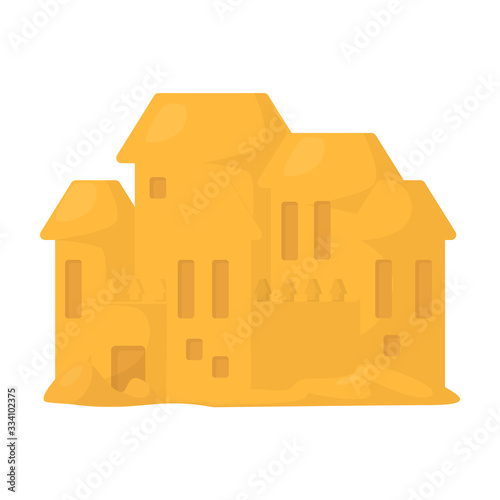 Sand castle vector icon.Cartoon vector icon isolated on white background sand castle.