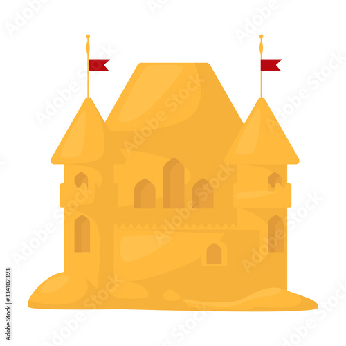 Sand castle vector icon.Cartoon vector icon isolated on white background sand castle.