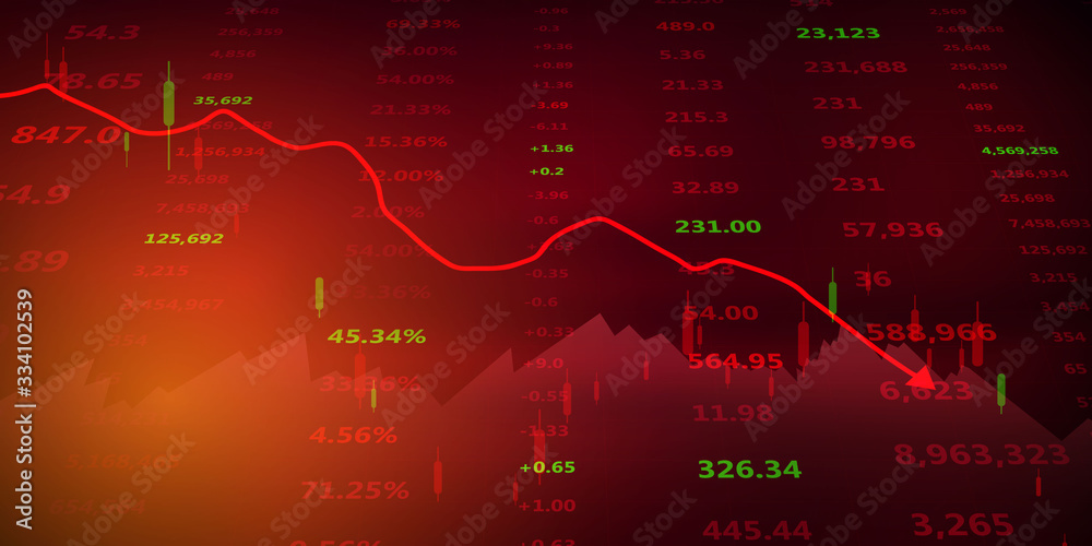 stock market crash caused by, economic graph with diagrams, business and financial concepts and reports, abstract blue technology communication concept vector background - obrazy, fototapety, plakaty 