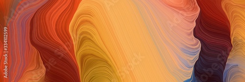 liquid colorful waves banner design with peru, sandy brown and very dark pink colors