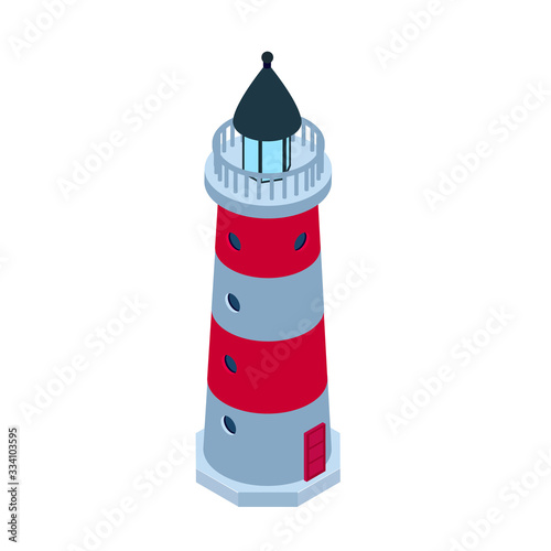 Sea lighthouse vector icon. Isometric vector icon isolated on white background sea lighthouse.