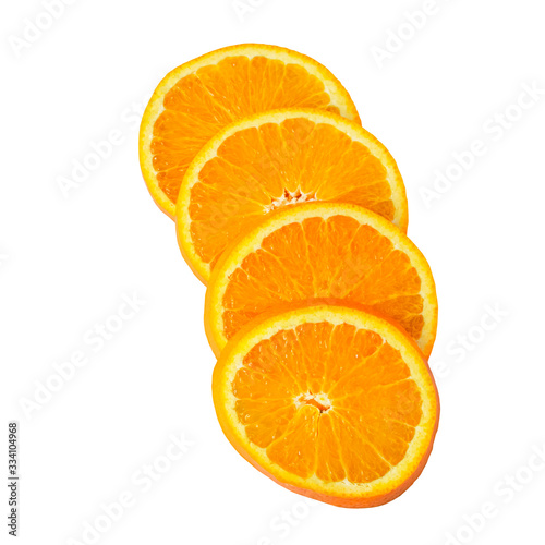 Ripe juicy orange isolated. Citrus fruit. Vitamins and Food for Vegetarians
