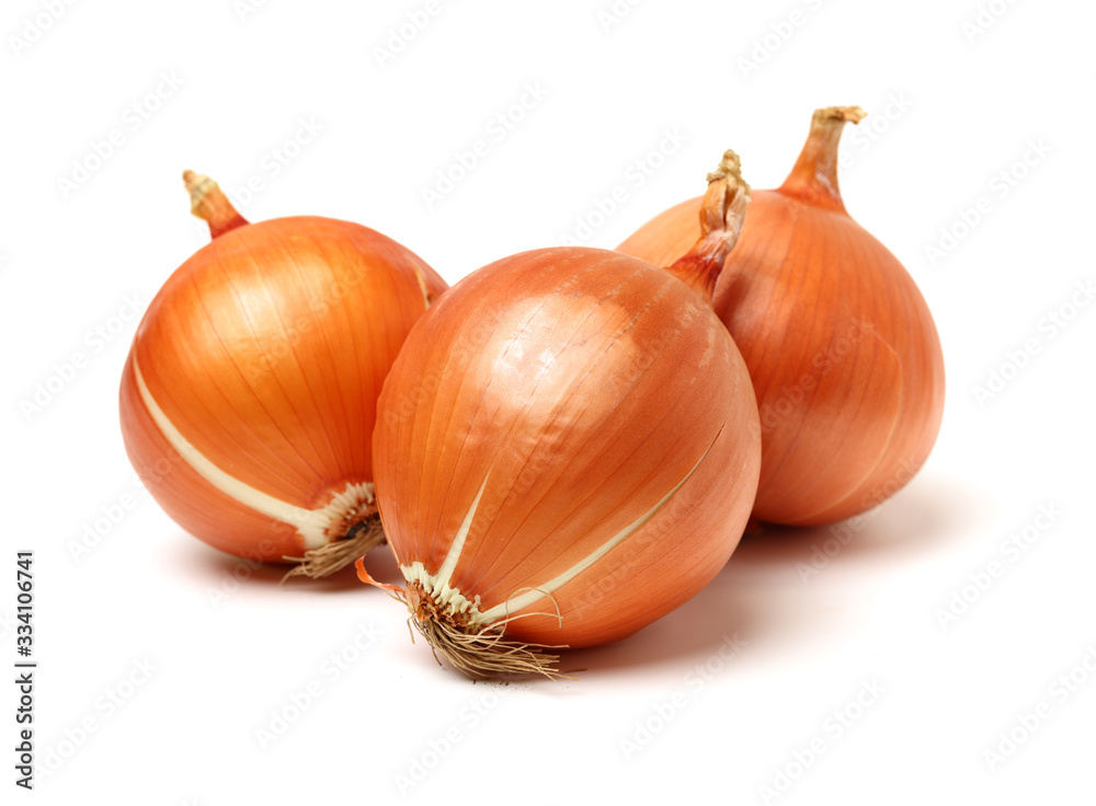 Gold onion vegetable bulbs on white background Gold onion vegetable bulbs on white background