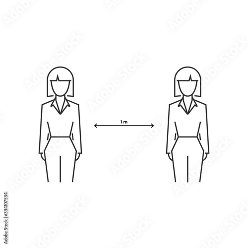 Social security. distance icon is 1 meter. coronavirus protection covid 19 vector symbol.
