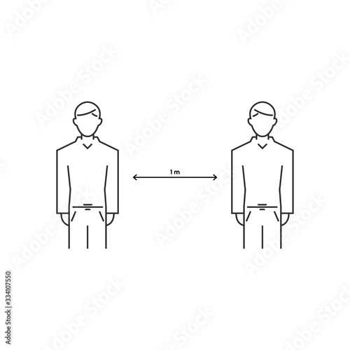 Social security. distance icon is 1 meter. coronavirus protection covid 19 vector symbol.